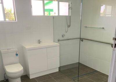 Walk-In / Roll-in Shower with Grab Rails and Hand Held or Handheld Shower